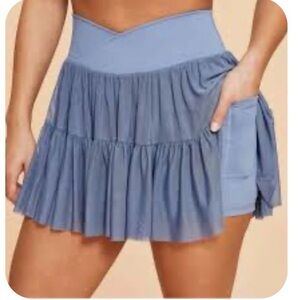 NWT Blogilates  Blue Tiered Mini Skort with Pocket